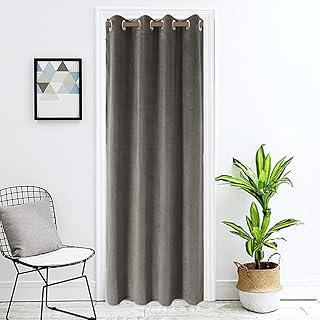 Velvet Doorway Curtain Panel Solid Blackout Curtains 78 Inch Grommet Dra...
