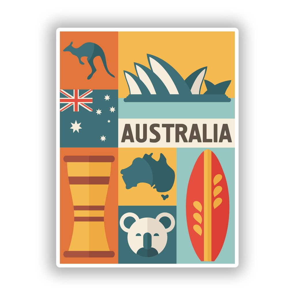 Destinationvinyl Multi 2 X 10Cm/100Mm Australia Vinyl Stickers Travel Luggage #10766