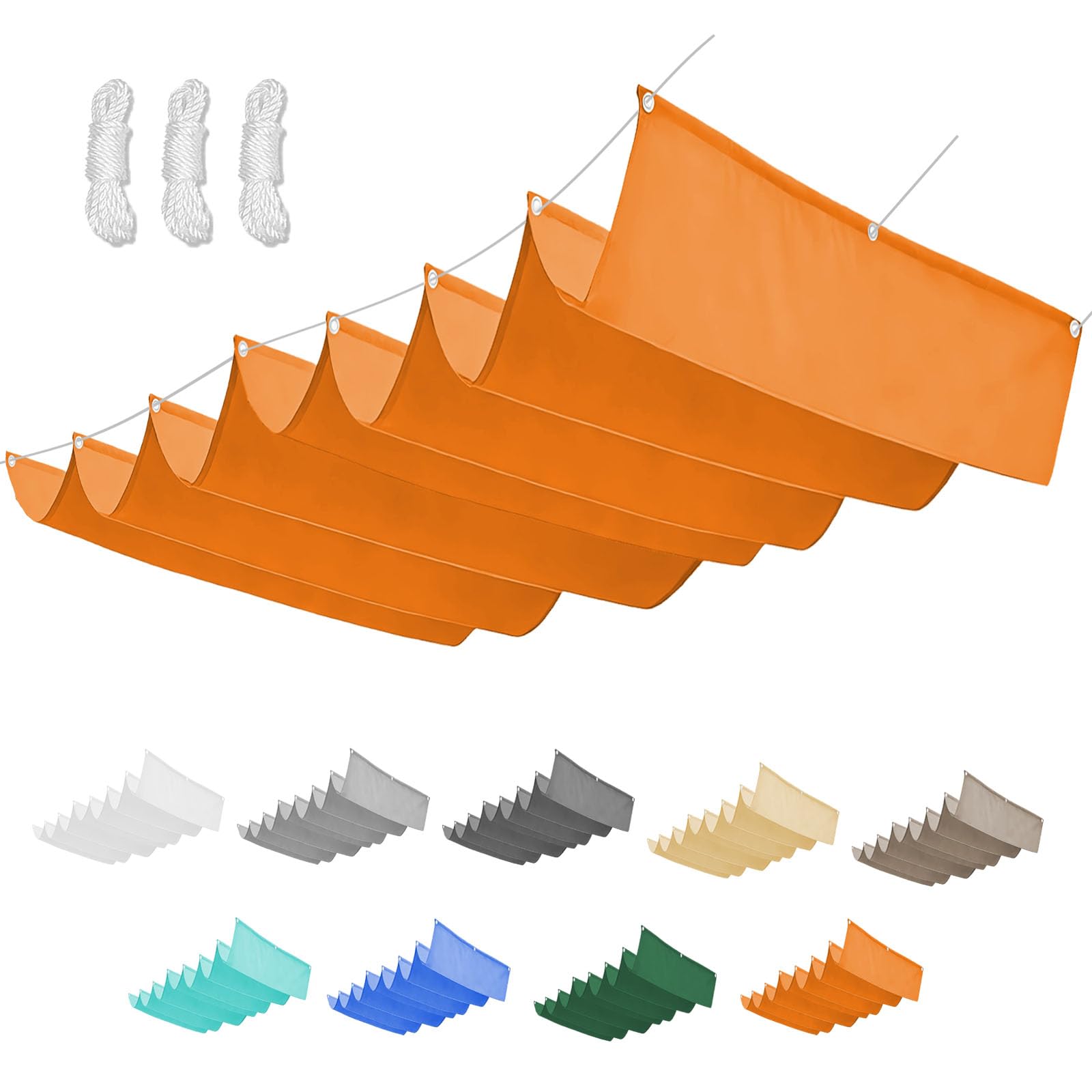 Einziehbares Welle Sonnensegel, Pergola Markise Verstellbar Schattenabdeckung mit Ösen und Kordel, UV-Schutz Wasserdicht Markise für Garten Pergola Balkon Terrasse-Orange||100x850cm