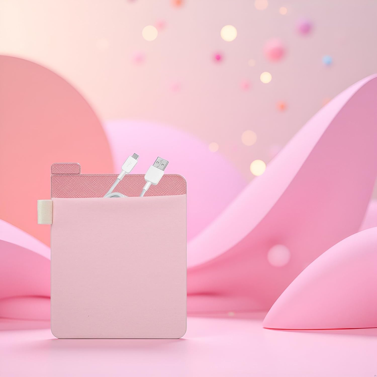 1Pc External Holder - External Hard Drive Adhesive Carrying Case,Reusable Sleeve Storage Organizer Computer Bags and Cases for Battery Pack, Computers and Accessories(Pink)