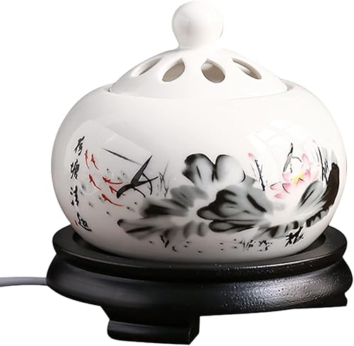 Miniatura 8 de Quemador de incienso eléctrico con temporizador, quemador de fragancia de cerámica de temperatura ajustable, difusor de aceite perfumado de resina