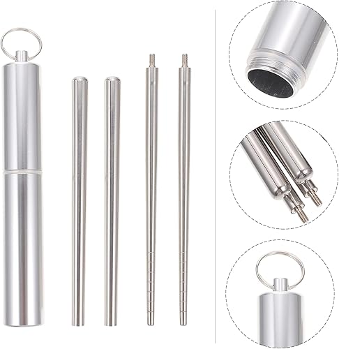 Miniatura 3 de DOITOOL 1 juego de utensilios de viaje, utensilios portátiles con estuche, juego de cubiertos de acero inoxidable, utensilios de bolsillo para