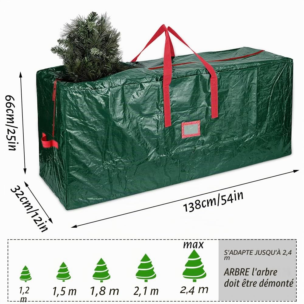 Sac de Rangement pour Sapin de Noël - Grand et Solide pour Décorations et Coussins de Meubles de Jardin - 138x32x66cm
