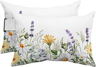 Sailground Lumbar Pillow Cover, Spring Wildflower Pillow Covers, Throw Pillows Waterproof Outdoor Pillow Covers, Pillow Covers 12x20, Throw Pillow Covers, Outdoor Pillows 2Pack