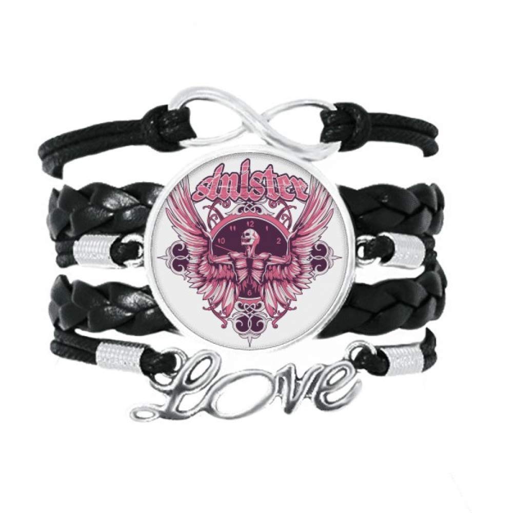 Bracelet de crâne rose en cuir DIYthinker idée cadeau amour - 4