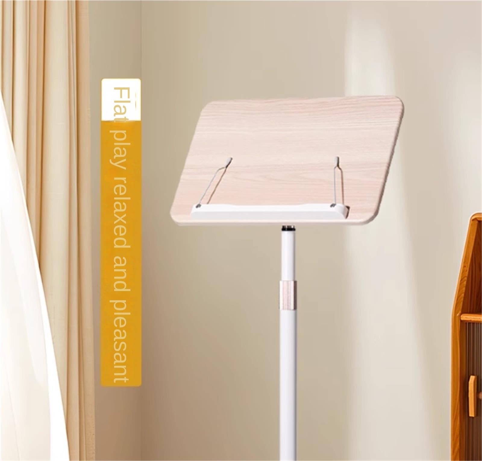 Zusammenklappbarer tragbarer Notenständer, Verstellbarer Notenständer aus Metall und Holz for Bandorchester, weiß, 60–140 cm