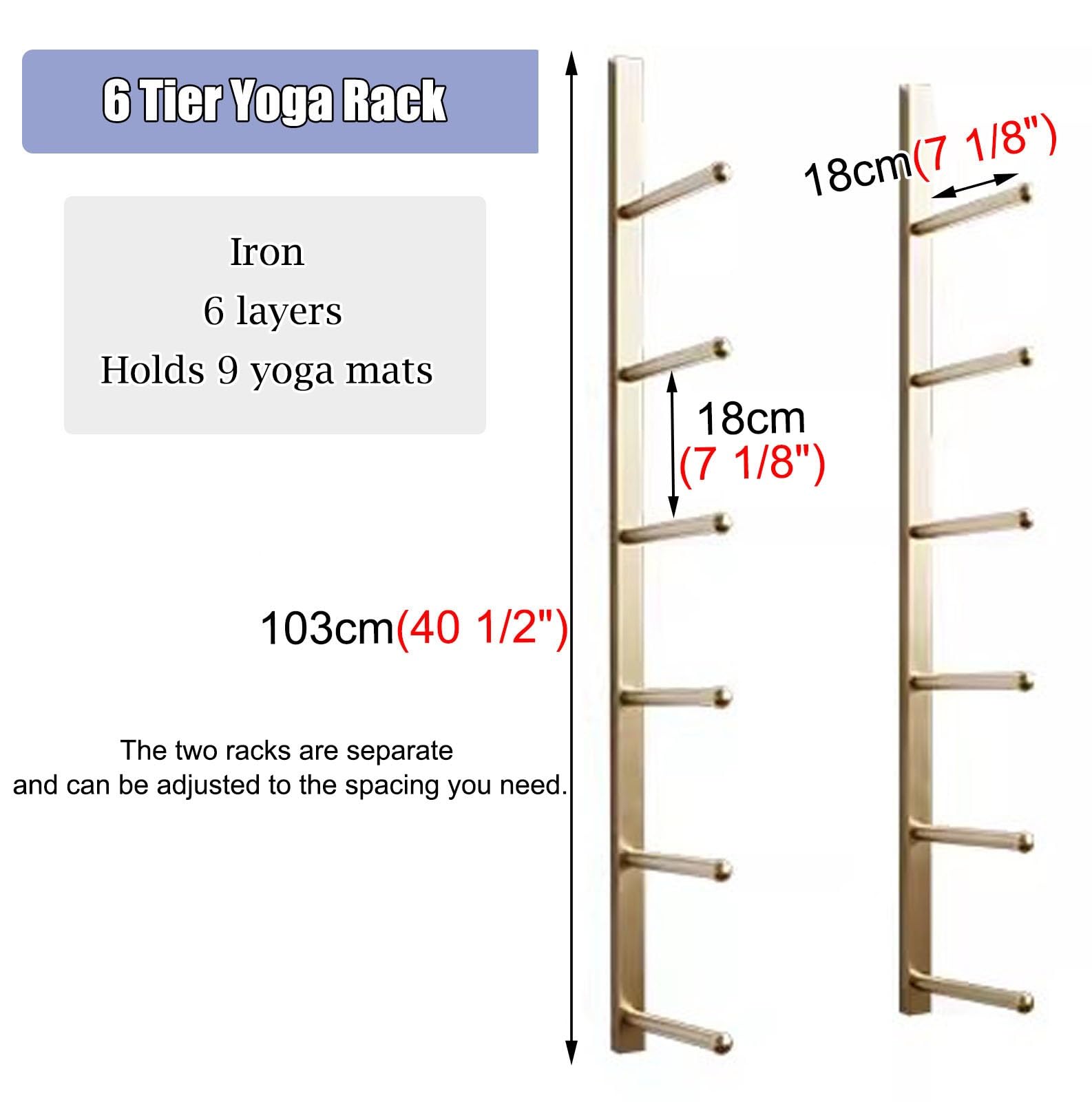 Supporto per Tappetino da Yoga Porta Tappetini Yoga da Parete, Porta Tappetino Yoga a Muro Organizzatore Palestra, Accessori Fitness per La Casa Stoccaggio per Cinghie Yoga Pilates Tappetini Rullo di