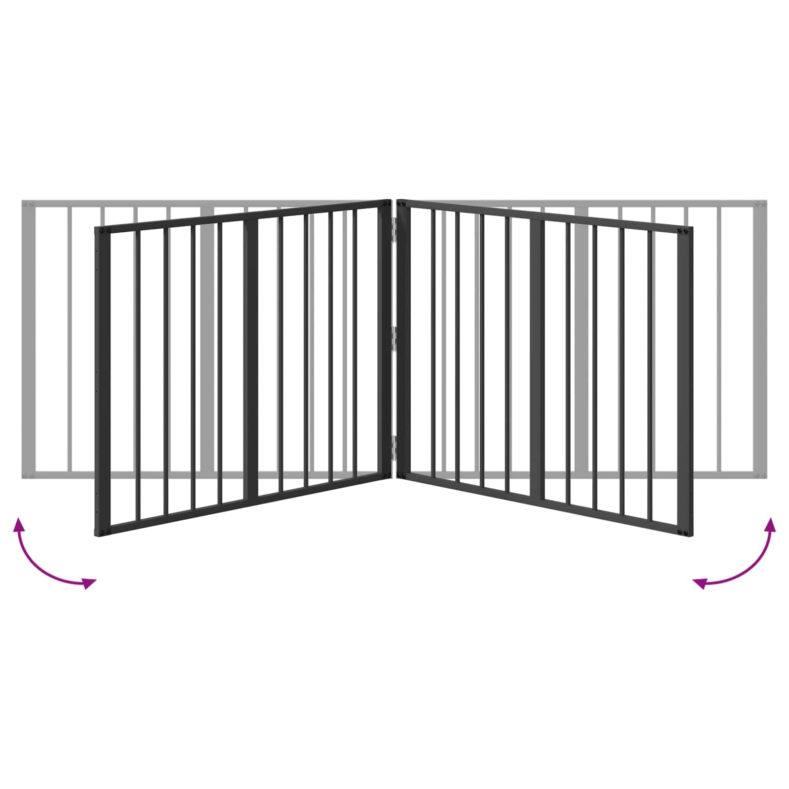 Portería para perros de acero galvanizado negro, 4 unidades de 80 x 60 cm, plegable y portátil, para cachorro y perro, como parque seguro, protección interior y exterior, valla flexible para