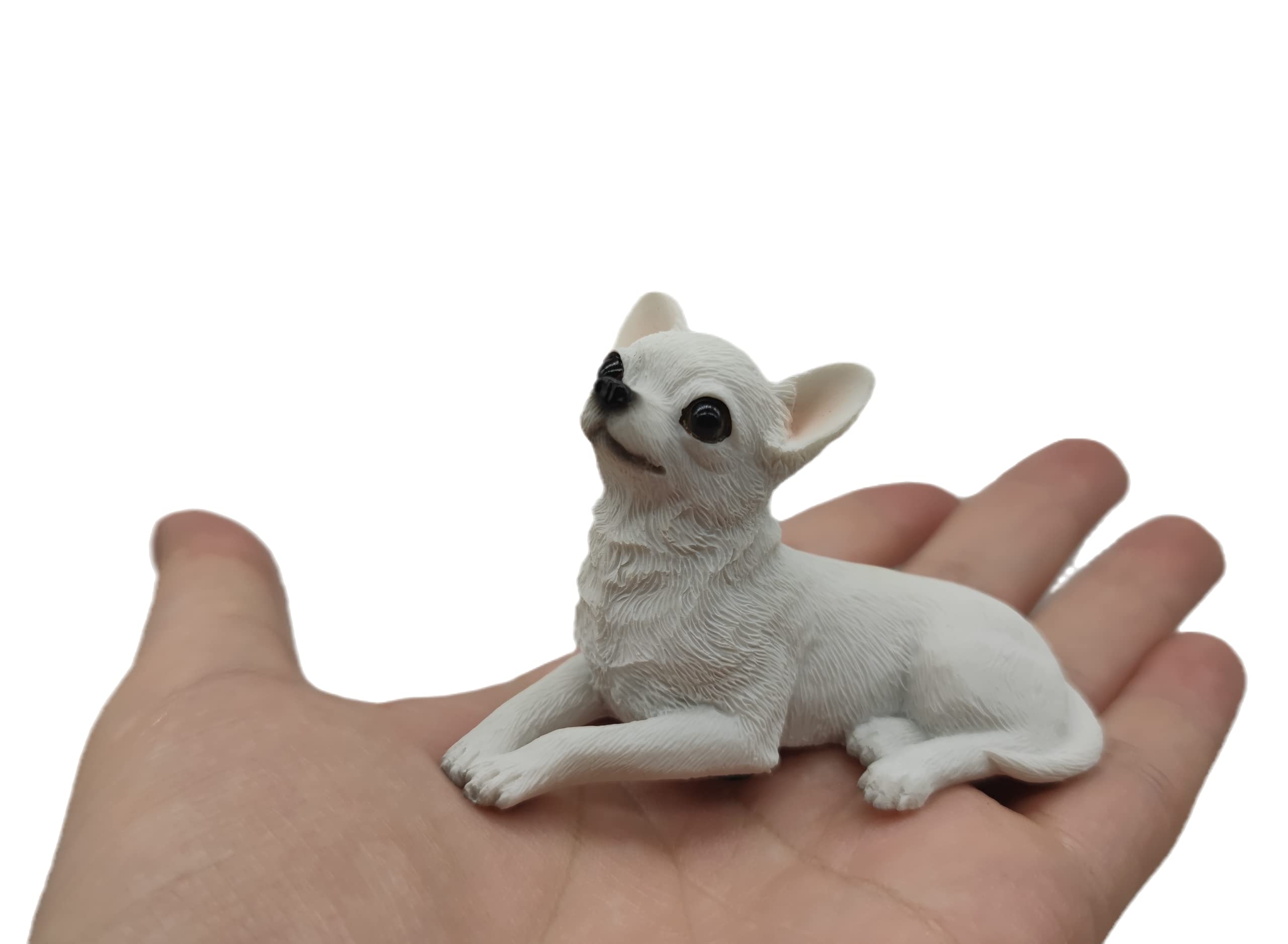 TALKLEK 1Pcs 2 inches Mini Resin Chihuahua Figurine Gifts, Mini Dog Memorial Gifts, Dog Figurines, Car Decor, Collectible Chihuahua Statue Figure Sculpture, Gifts for Chihuahua Lover (White)