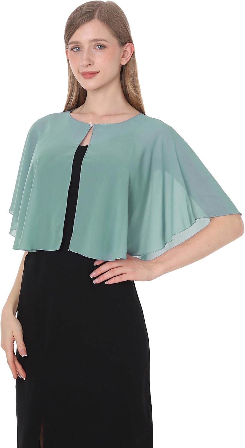 Baoqiya Capelets for women Chiffon Cape Soft Shawls and Wraps Wedding Capes 1920s flapper Cover Up