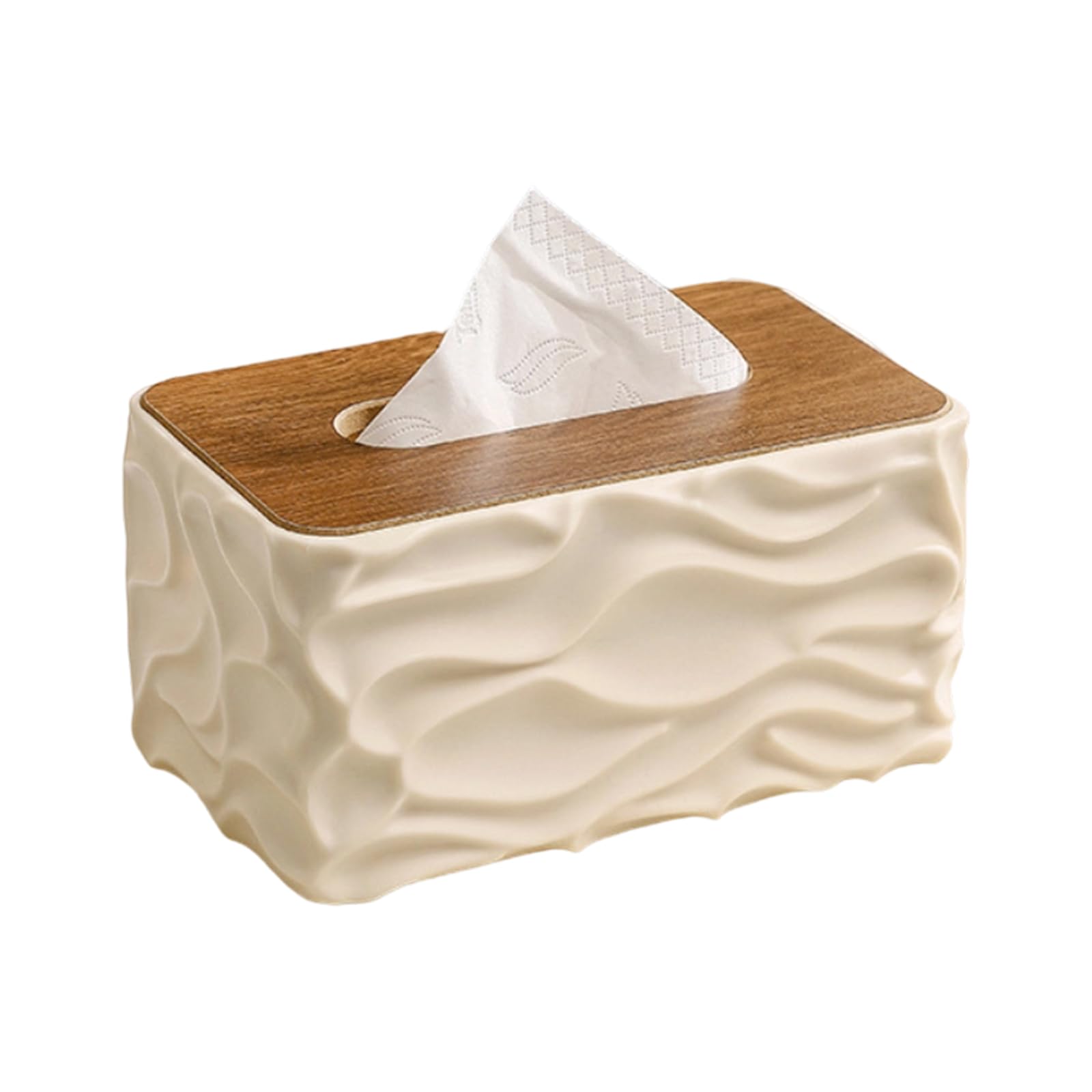 Decorative Wooden Top Tissue Container with Artistic Waved Pattern Multipurpose Tissue Dispenser Ideal for Household Use Bathroom Dispenser