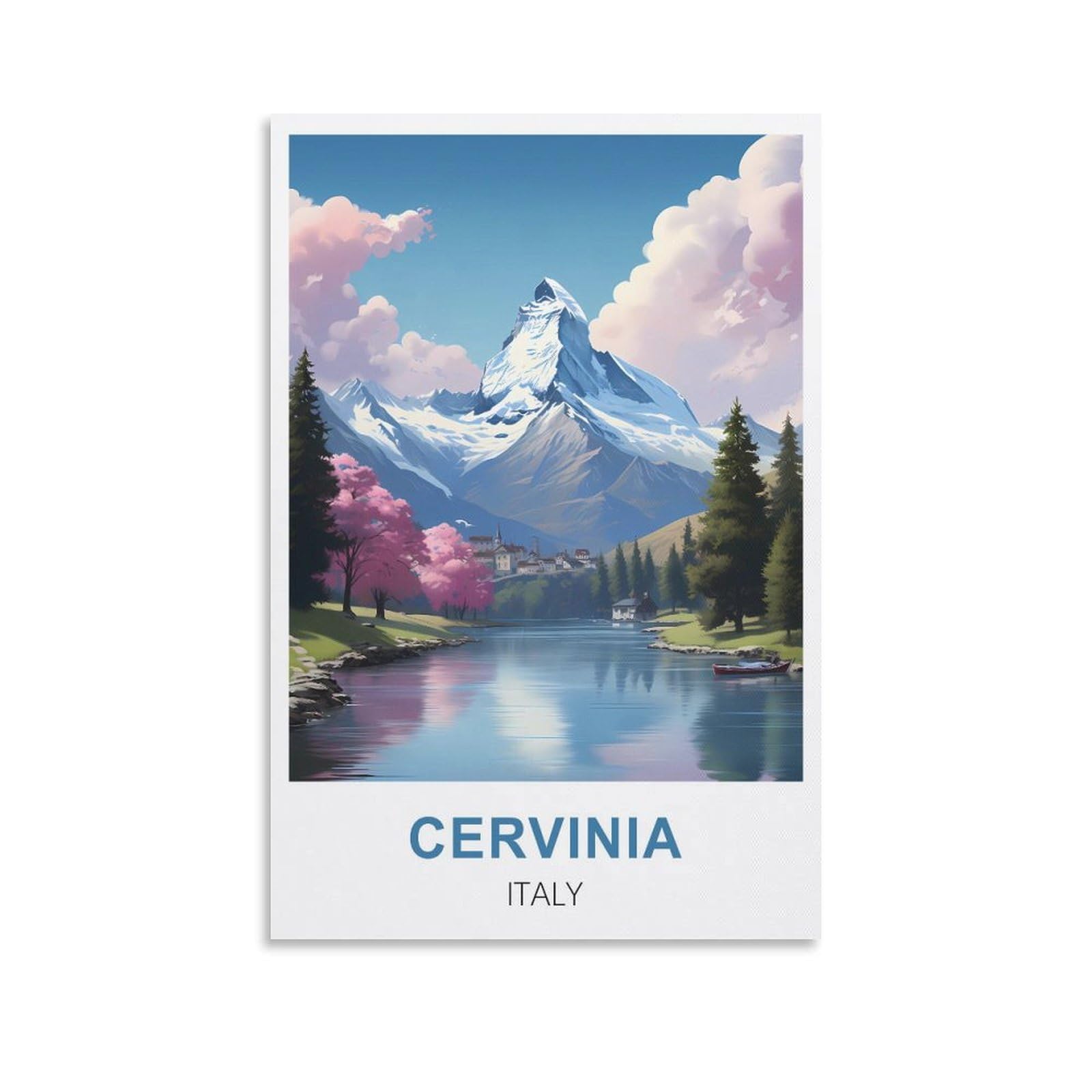 Lnmnjesg Unframe-Style Cervinia Italy Vintage Travel Poster 12X18inch(30X45cm) Canvas Painting Wall Art, Wall Decor Pictures Prints For Living Room Bedroom