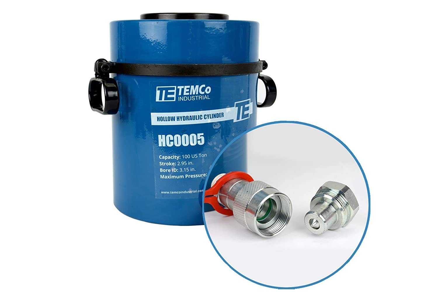 TEMCo 20 Ton Hollow Hydraulic Cylinder 4" Stroke Single Acting 10,000 PSI – Tensioning, Pulling & Maintenance — Amazon image 9