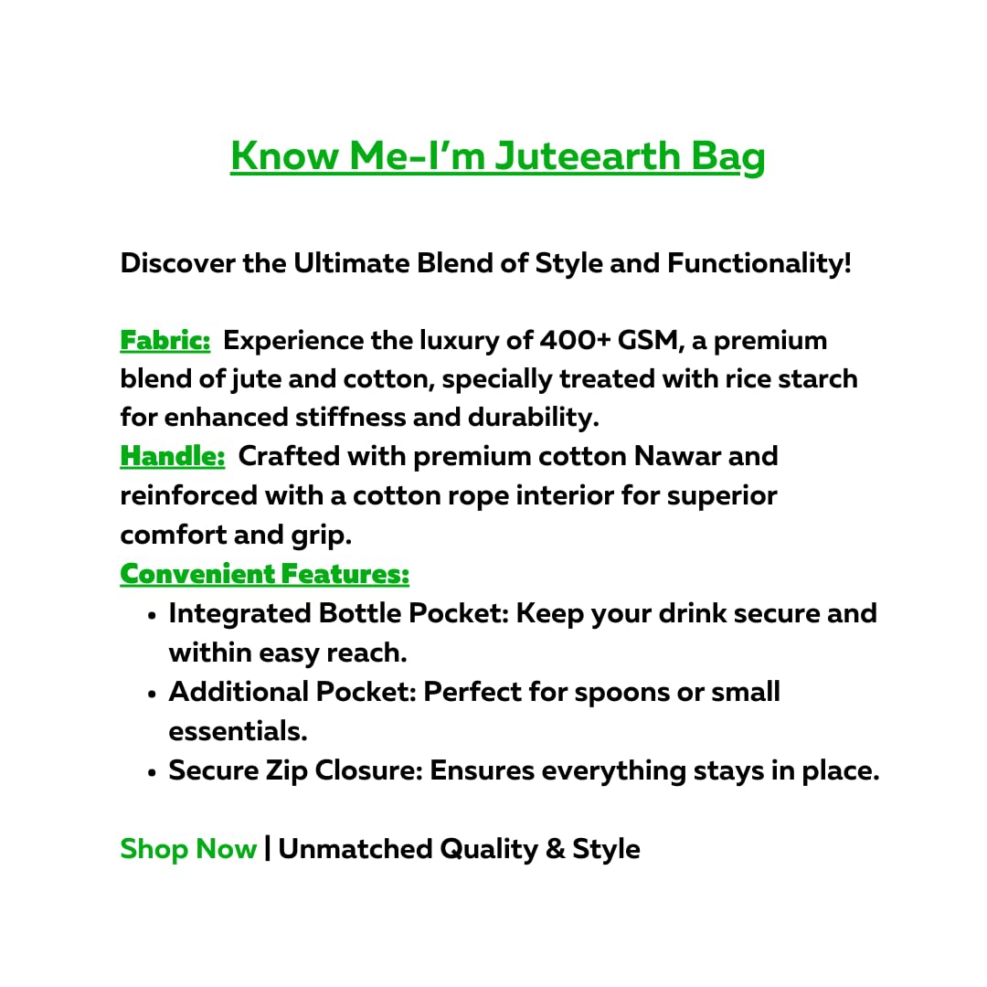 JUTEEARTH Let’s Earth Breath Jute Cotton Maroon Color Dare to be Different Printed Design Jute Lunch Bag for Women, Men, and Kids (Maroon)