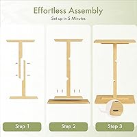 Vista 7 de Amazer Mesa de bambú para TV, mesa auxiliar ajustable en altura para espacios pequeños, mesa de aperitivos para sofá, cama, silla, mesa de bandeja