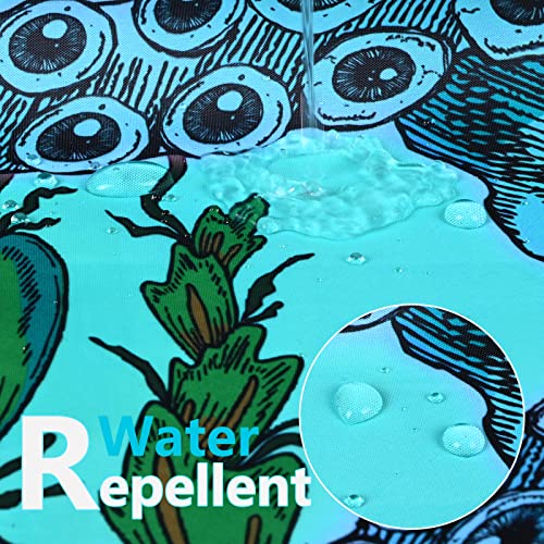 Ikfashoni 4 Pcs Octopus Nautical Shower Curtain Sets With Rugs, Toilet Lid Cover And Bath Mat, Ocean Kraken Tentacle Shower Curtain With 12 Hooks, Jellyfish Sea Animal Shower Curtains For Bathroom #TOP4