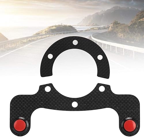 Miniatura 8 de Botón de bocina del volante, kits de botones de bocina externos de fibra de carbono para volante de 6 pernos (botón doble)