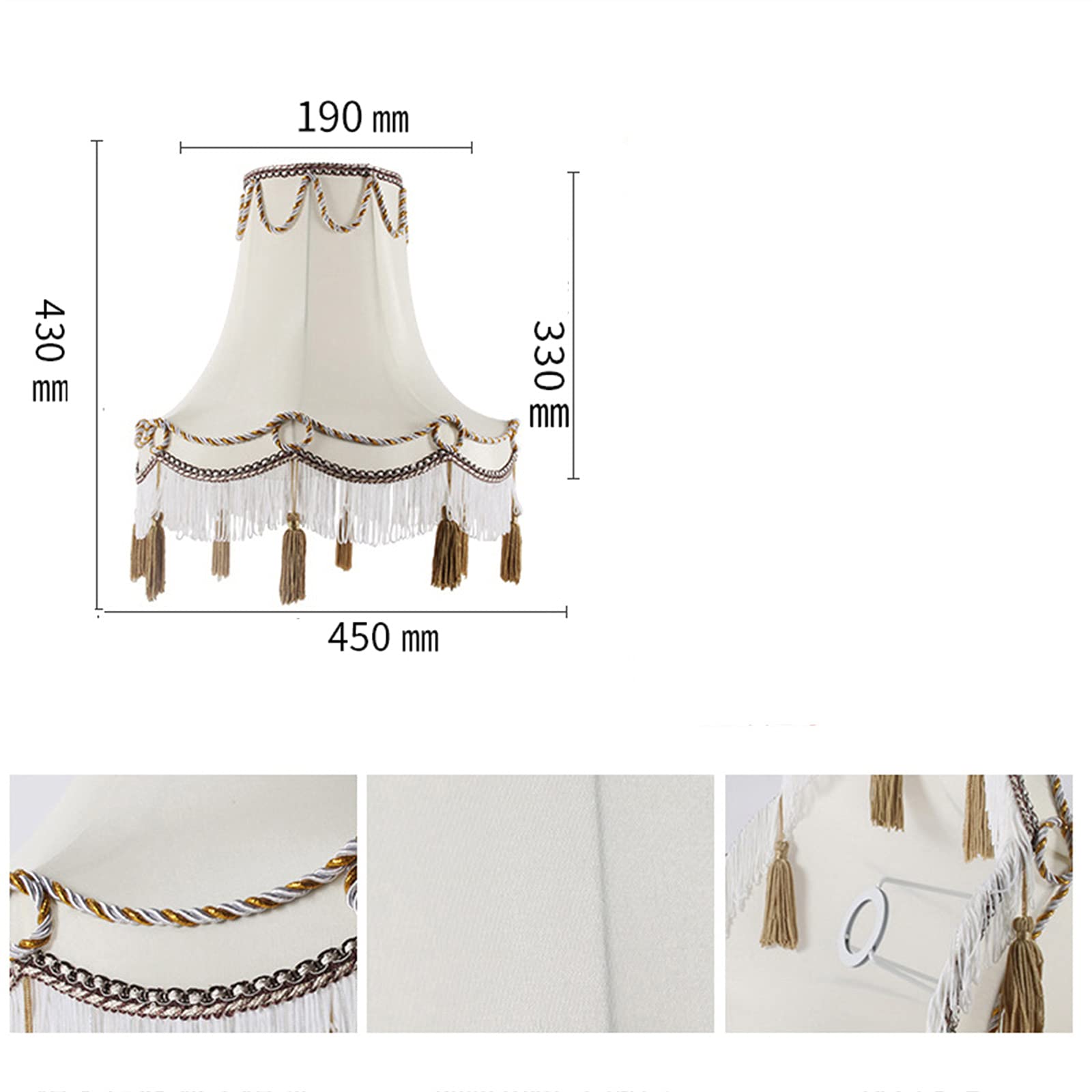 Lampe / Abat-jour Vintage BHS En Tissu Floral Avec Franges - Style Country