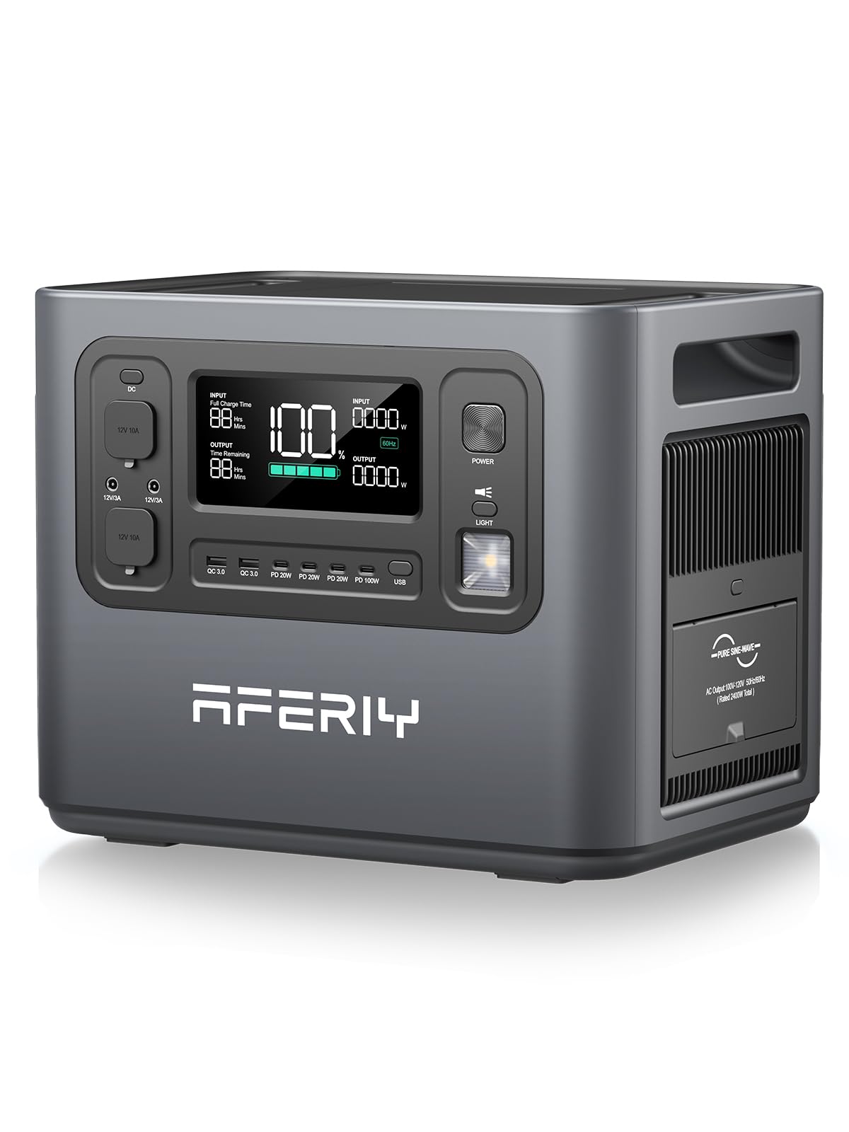 AFERIY Generateur Electrique Portable 2400W, Génerateur Électrique 2048Wh avec Batterie LFP, Charge Rapide en 1,7H, Sortie 220V-240V, UPS, Générateur Solaire pour Maison/Camping, Garantie 7 Ans