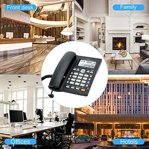 Desktop Corded Telephone, Hands-Free Calling, LCD Display, DTMF/FSK Dual System, Wired Landline Phone for Home/Hotel/Office, Adjustable Volume, Real Time Date&Week Display, Adjustable LCD Brightness by Uvital - Image 3