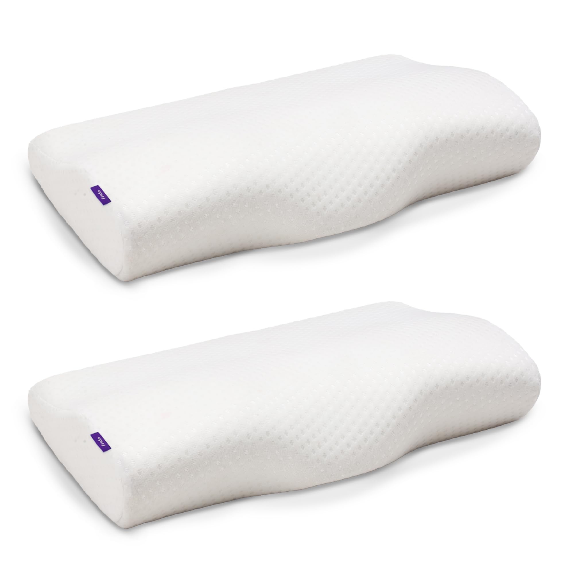 Frido Ultimate Contour Cervical Neck Pillow |for Pain Relief Sleep | Improves Posture & Spinal Alignment | Neck Cushion with Ultra Responsive Memory Foam & Skin Friendly Cover | White | Pack of 2