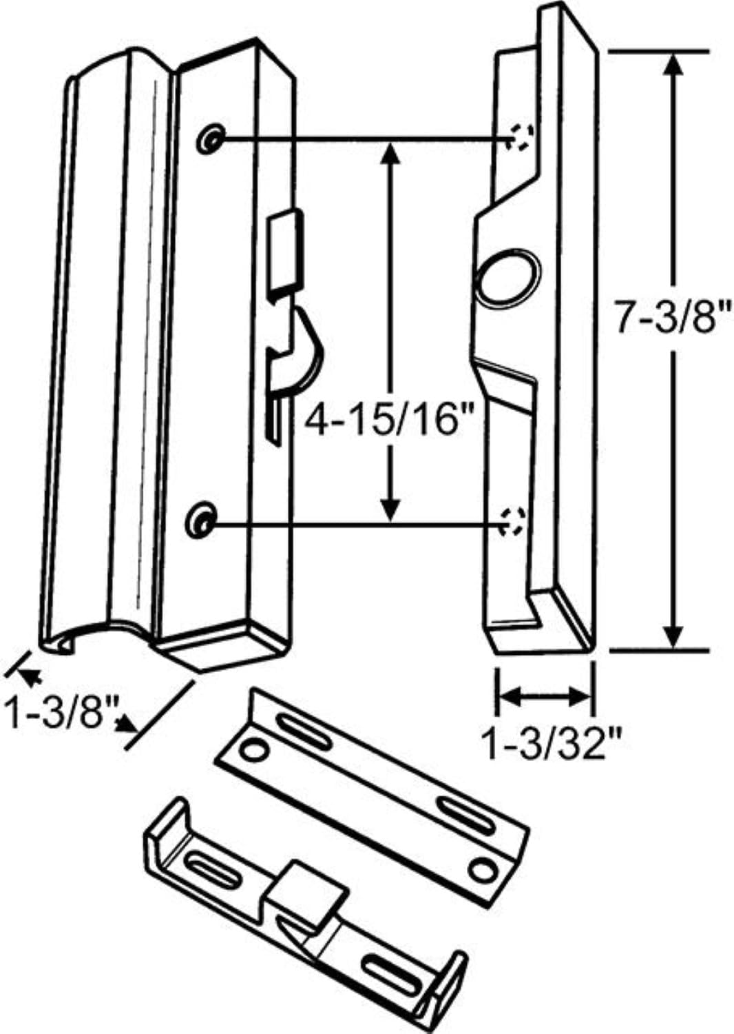 Sliding Patio Glass Door Aluminum Silver Finish Handle Set Replacement with 4-15/16" Hole Spacing - Interior and Exterior Pull Handles with Screws - Fix and Repair Door Hardware