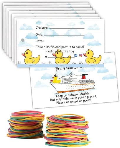 Etiqueta de pato, etiquetas de pato de pato, tarjeta de juego de patitos, etiquetas de crucero, paquete de 50 etiquetas de pato de 2 x 3.5 pulgadas,