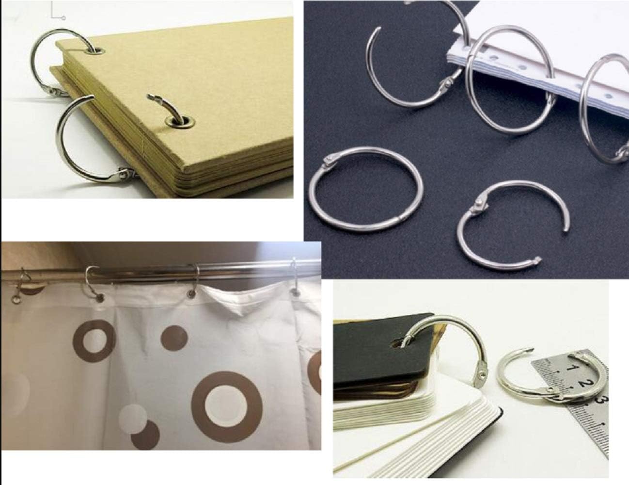 3Inch (12 Pack) Loose Leaf Binder Rings, Nickel Plated Steel Binder Rings, Keychain Key Rings, Metal Book Rings, Silver, for School, Home, or Office : Office Products