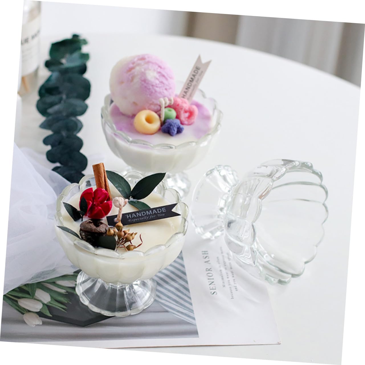 Set 6 Pezzi Tazze Da Dessert e Coppe Di Gelato in Vetro Trasparente 100 Ml, Resistenti a Caldo e Freddo, Per Budino e Uso Quotidiano Famigliare