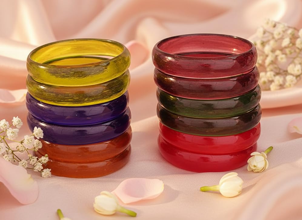 Image of NMII Beautiful Matte Finish Transparent Multicolor Glass Kada for Women & Girls on Different Occasions
