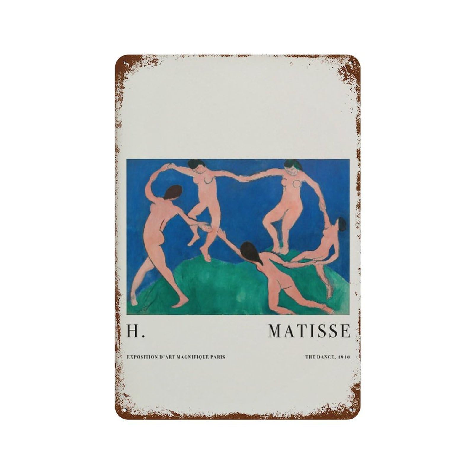 xiaoxiaoshen Henri Matisse 'the Dance' Exhibition Vintage Wall Decor Art Metal Tin Poster Modern Home Decor Art Home Bar Shop Decorations Vintage Sign 30x20cm