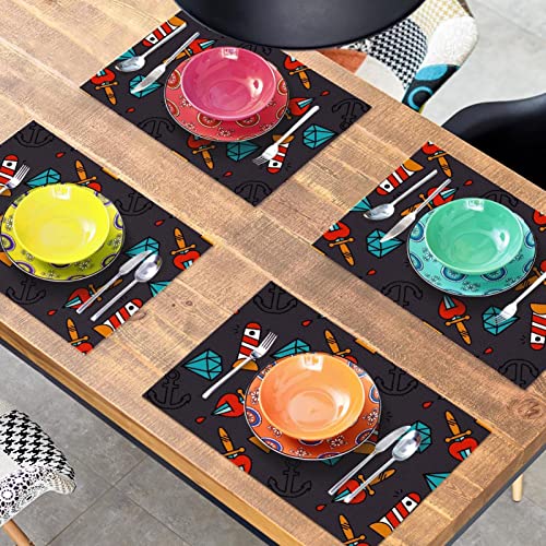 Lot de 4 sets de table nautiques en tissu Oxford lavable - 8