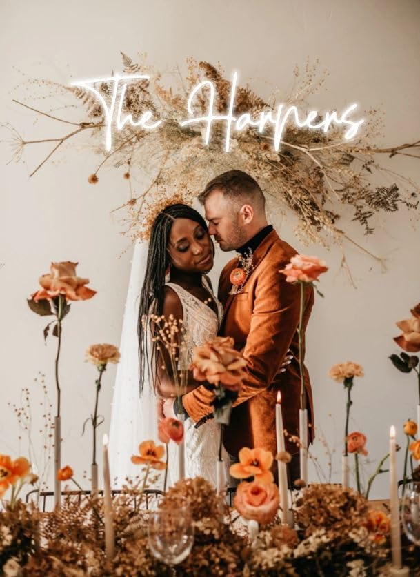 Custom Neon Sign for Wedding Reception, Neon Sign Personalizied for Wedding, Led Neon Sign Last Name, Led Sign Name (Size Option 20 inches  60