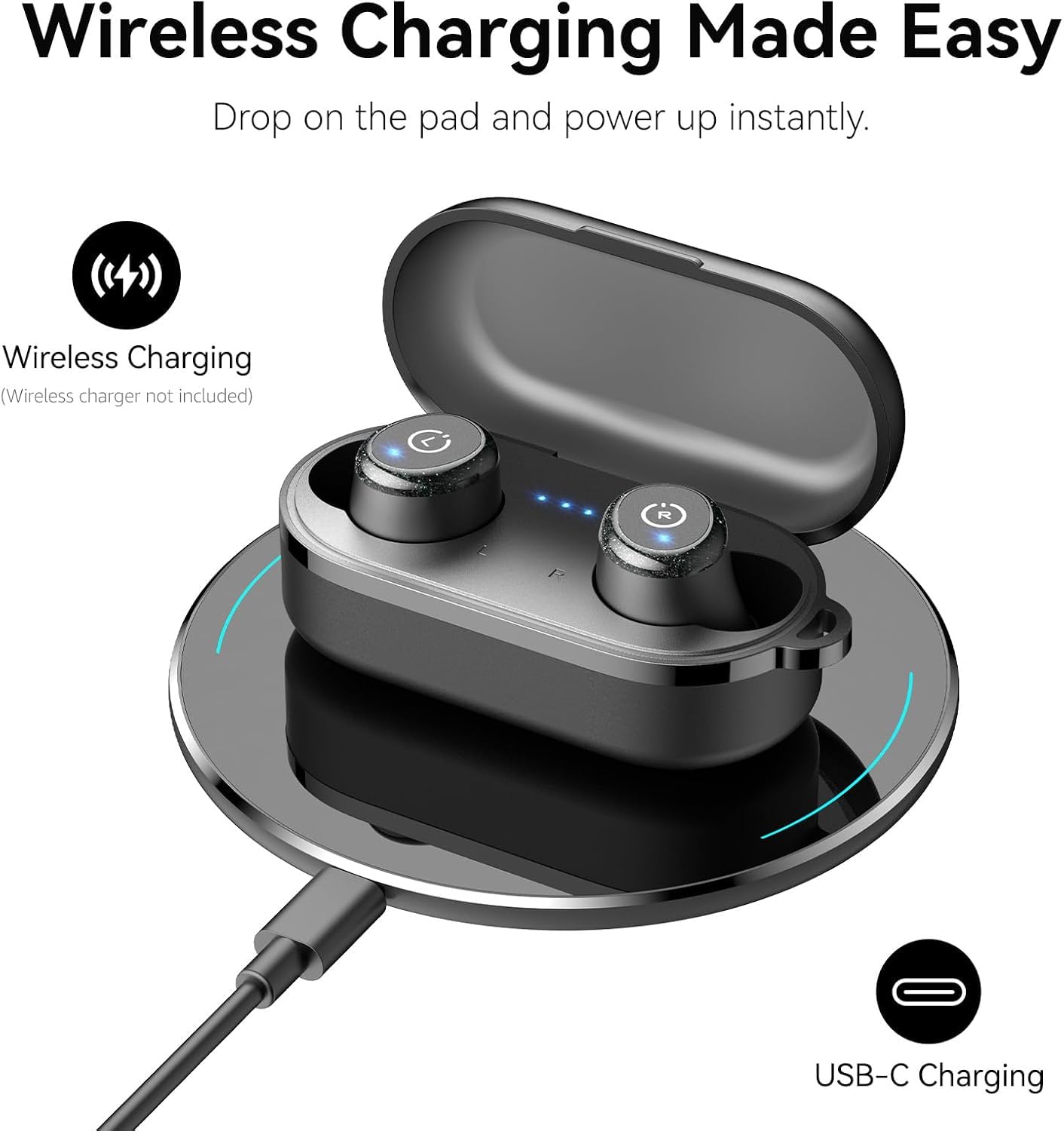 TOZO T10 Kopfhörer Kabellos Bluetooth In Ear mit Ladecase 55 Std. IPX8