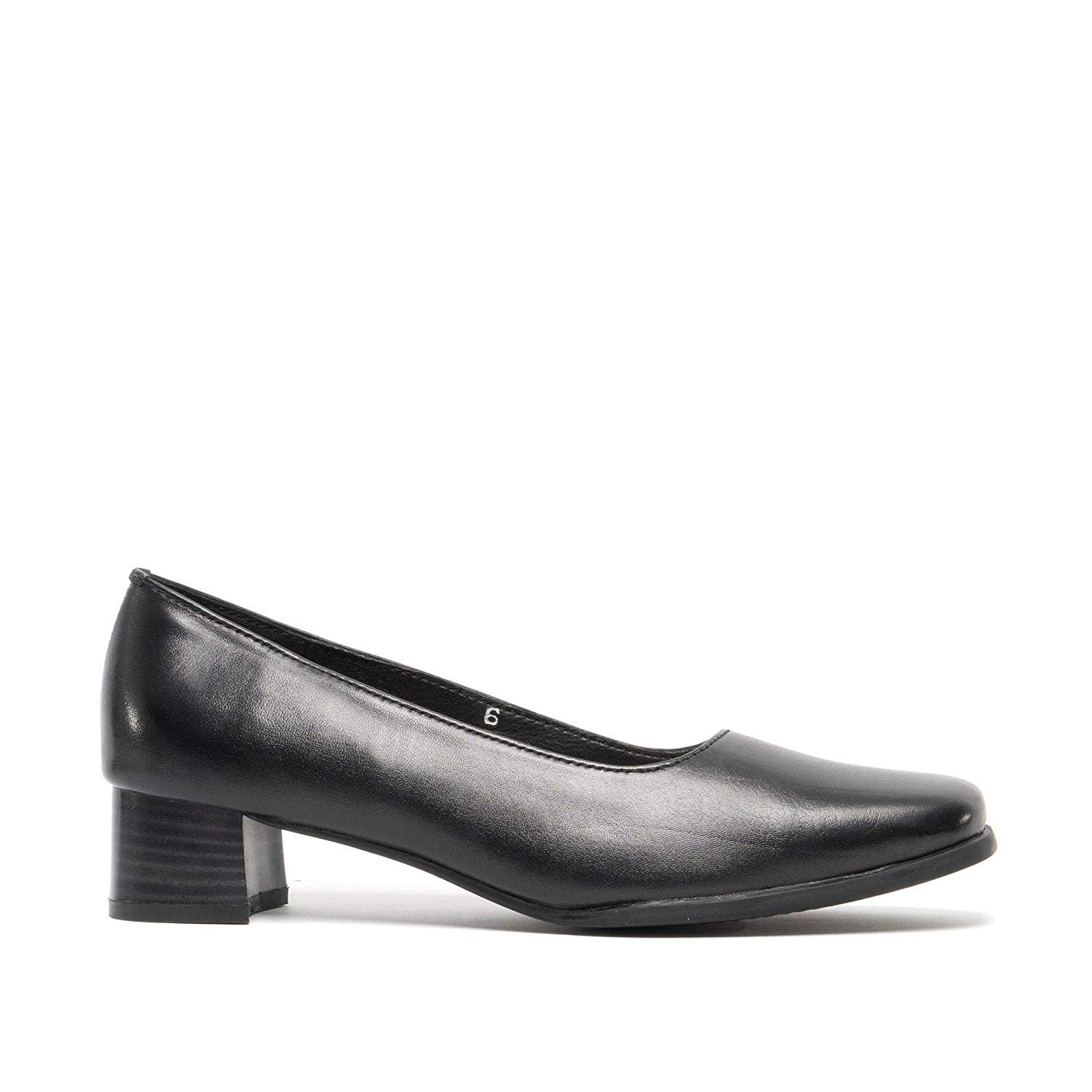 Mod ComfysLadies Formal Black Leather Plain Court Shoes