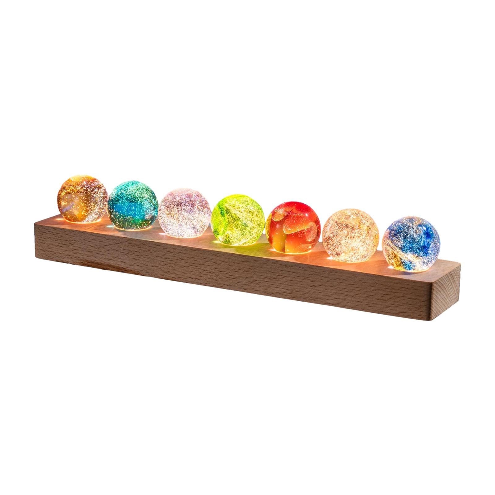 Milageto Lampada notturna a sfera in vetro Lampada notturna a LED USB Pianeta incandescente Lampada decorativa per ornamento da tavolo per soggiorno, Base rettangolare