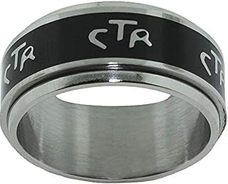 J38 Size 5-15.5 Wide Antique Black Stainless Steel Spinner Ring Mormon LDS CTR