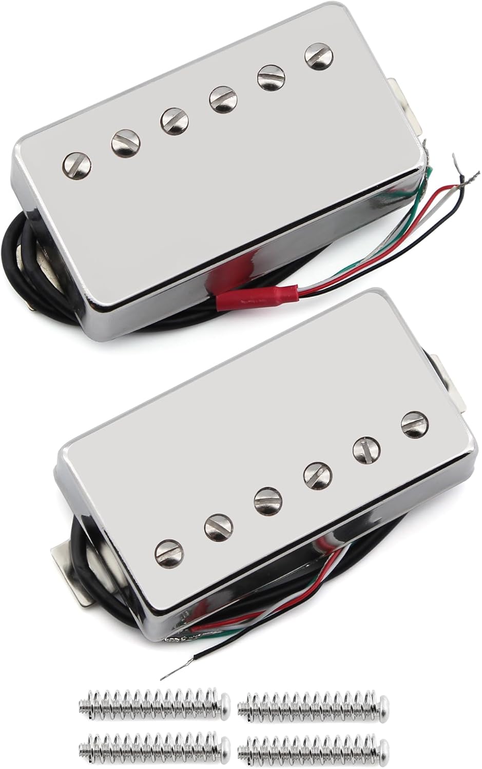 FLEOR Alnico 5 Guitar Humbucker Pickup 4-Wires Neck+Bridge Pickup Set Chrome Fit LP Guitar Part