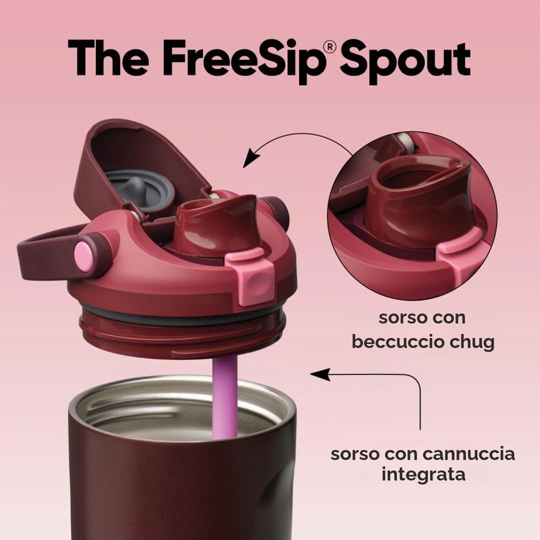 Owala FreeSip Sway Borraccia termica in acciaio inox con beccuccio bidirezionale, cannuccia integrata e manico secchio, adatta per viaggi, scuola e sport, 30 once, senza BPA, a prova di perdite, nero