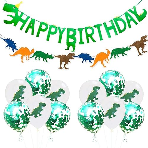 Cartel de feliz cumpleaños con temática de dinosaurio, decoración de fiesta, juego de suministros de fiesta del mundo jurásico para fiestas de