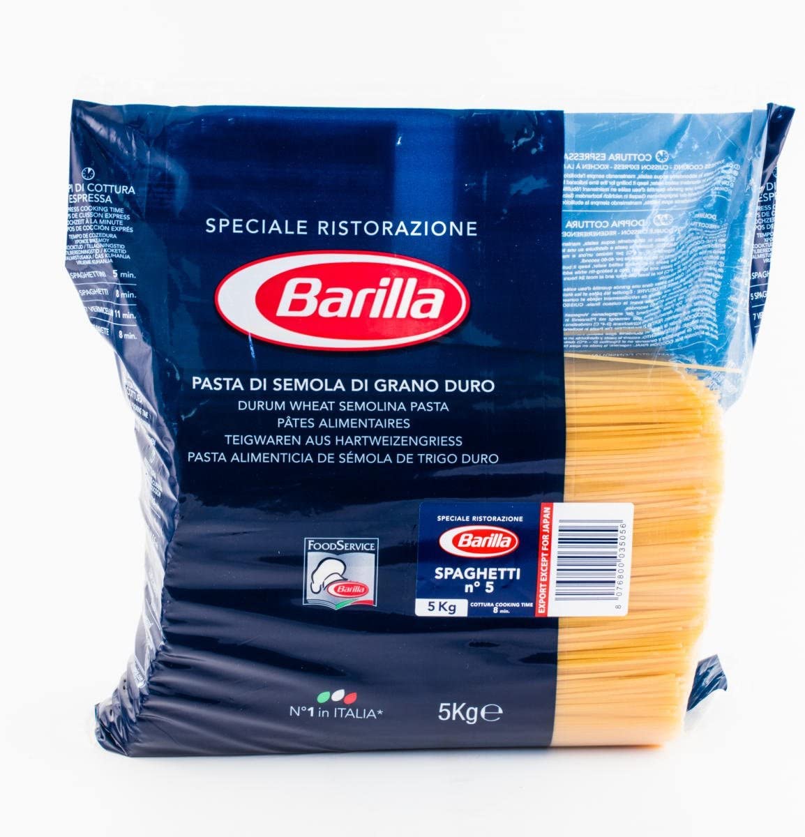 Pasta Barilla Fusilli Spaghetti Penne rigate Ristorante italiano, fideos 5 kg + Polpa italiana Gourmet
