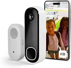 Arlo Essential 2 WiFi Video Door Phone + Wireless Doorbell Outdoor Waterproof, HD, Motion Detector, Night Vision, Two-Way Audio, Arlo Secure Test Included, 1 Camera, White asin的图片