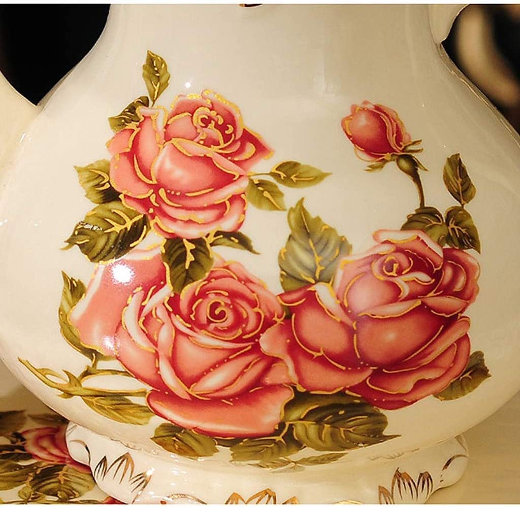 Zestaw Filiżanek Do Herbaty Kawy Czerwona Róża Ceramiczny Zestaw Do Herbaty Vintage Zestaw Do Herbaty Z Czajnikiem Ładny Zestaw Do Herbaty Serwis Na 4 Zestaw Filiżanek Do Kawy Z Tacą Zestaw Filiżanek