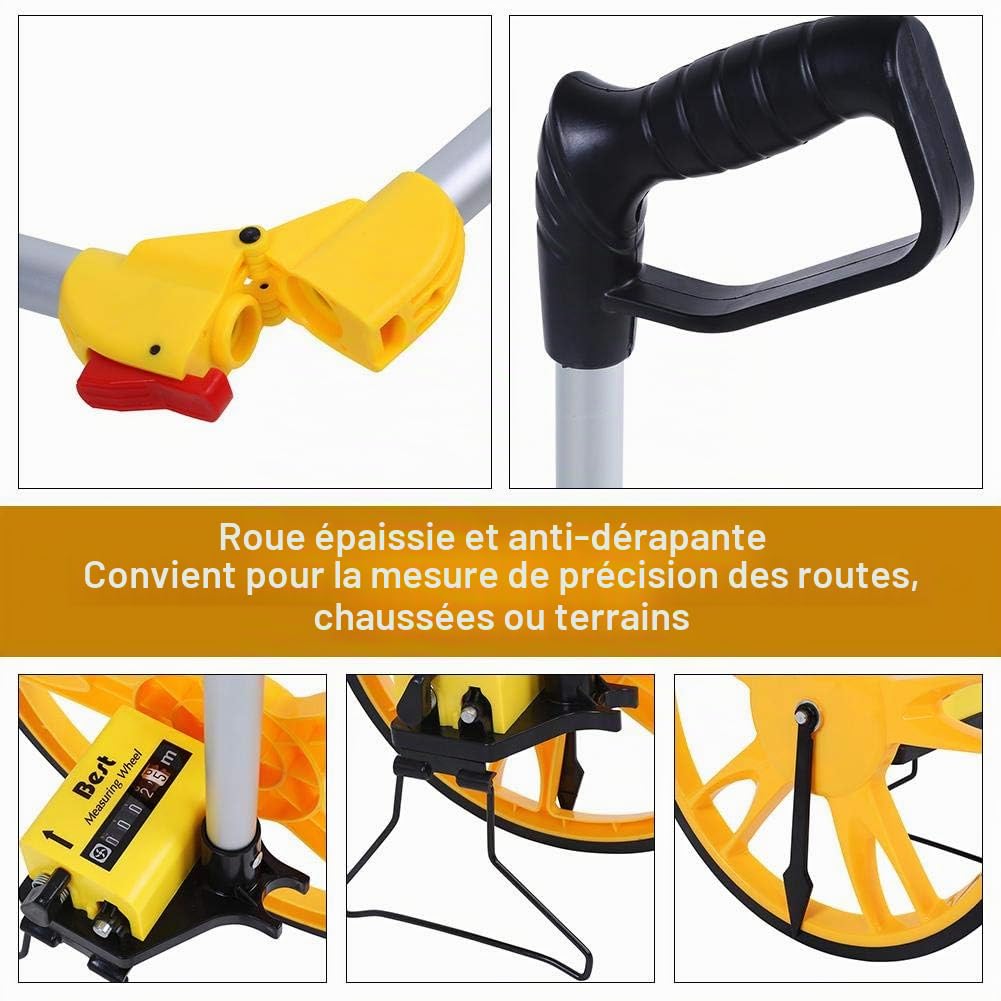 Roulette de mesure pliable de précision, roulette de mesure chantier avec sac de transport, 0-9999,9 m, roue de mesure de précision, pour géomètre, constructeur, agriculteur