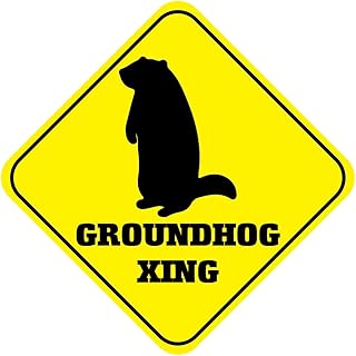 Aluminum Cross Sign Groundhog Crossing Style C Metal Wall Decor - 12"x12"