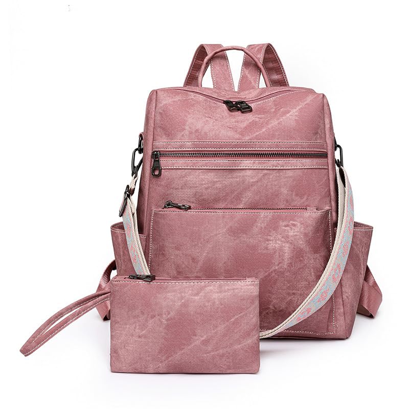 Bolsa de couro para mulheres, bolsa de ombro de designer de moda, bolsa de viagem feminina conversível (Rosa)