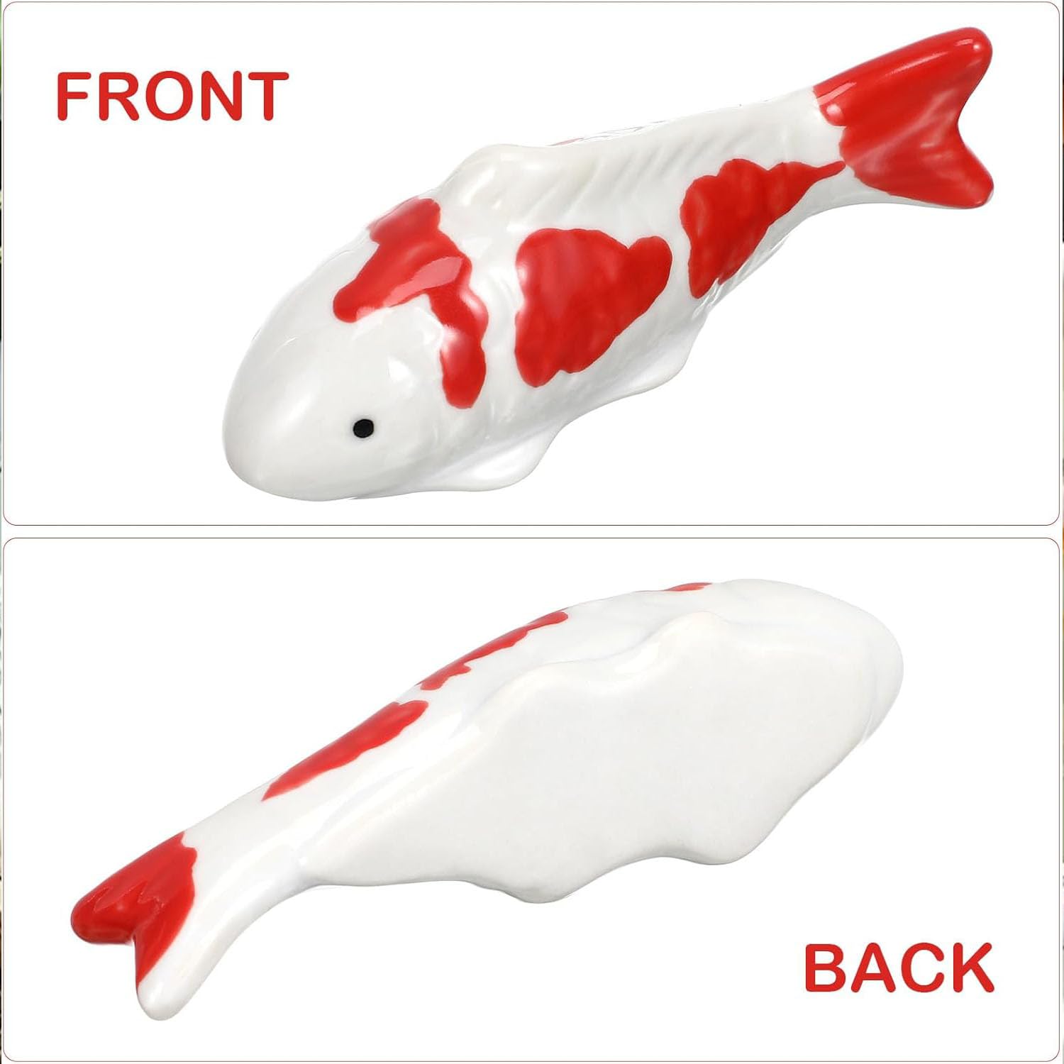 Lot De 2 Poissons Koï Flottants en Céramique - Décoration pour Bassin, Fontaine et Jardin