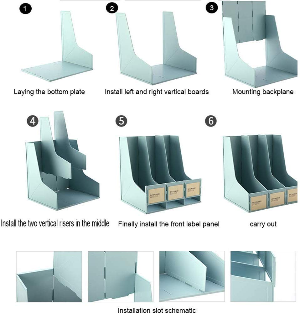 Estante para Documentos, archivador, Caja de Almacenamiento, Revista, Escuela, lápiz, Escritorio Plegable para papeleo (Color: Azul)
