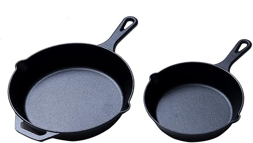 Miniatura 2 de Hierro fundido, sartén pre-sazonada con mango de silicona (8 pulgadas + 12 pulgadas)