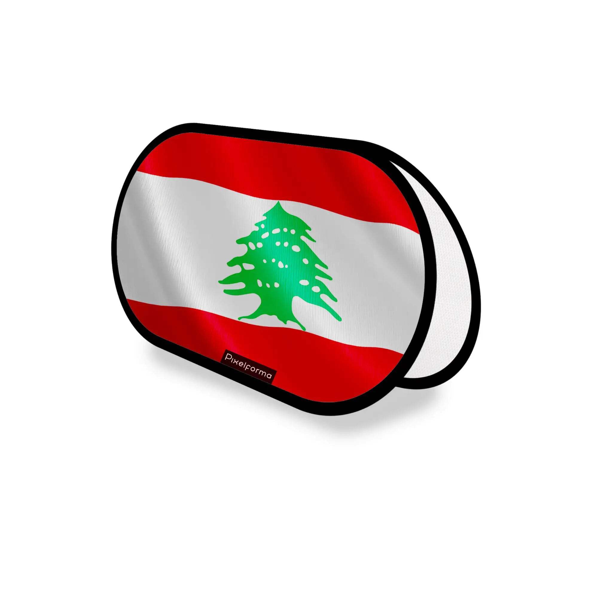 Drapeau Liban 70x120cm polyester avec support publicitaire ovale exposition ext&eacute;rieur - 3